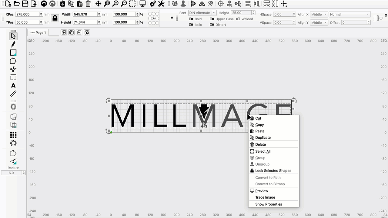 Demo of Centerline Trace of the MillMage logo